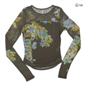 Free People Betty’s Garden Floral Mesh Top